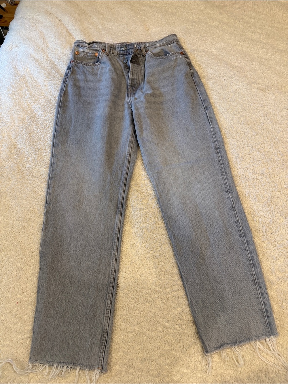 Zara Light Grey Straight Jeans